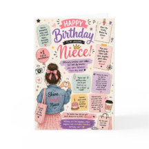 おもしろい姪の誕生日カード かわいいピンクの女の子らしいユーモア