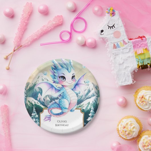 おもしろい威厳のあるアイスドラゴン誕生日 ペーパープレート (パーティー)