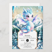 おもしろい威厳のあるアイスドラゴン誕生日 招待状 (正面/裏面)