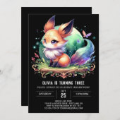 おもしろい威厳のあるキツネ誕生日デジタル 招待状 (正面/裏面)