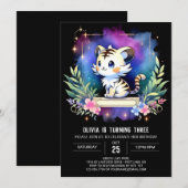 おもしろい威厳のあるトラ誕生日 招待状 (正面/裏面)