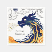 おもしろい威厳のあるドラゴン誕生日 スタンダードカクテルナプキン (正面)