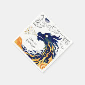 おもしろい威厳のあるドラゴン誕生日 スタンダードカクテルナプキン (角)