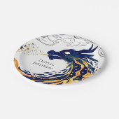 おもしろい威厳のあるドラゴン誕生日 ペーパープレート (アングル)