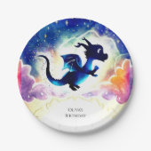 おもしろい威厳のあるドラゴン誕生日 ペーパープレート (正面)
