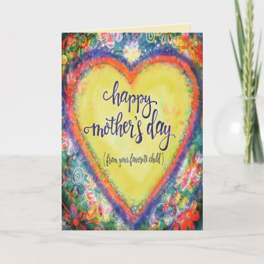 おもしろい子お気に入りの引用文母の日ハート カード (正面)