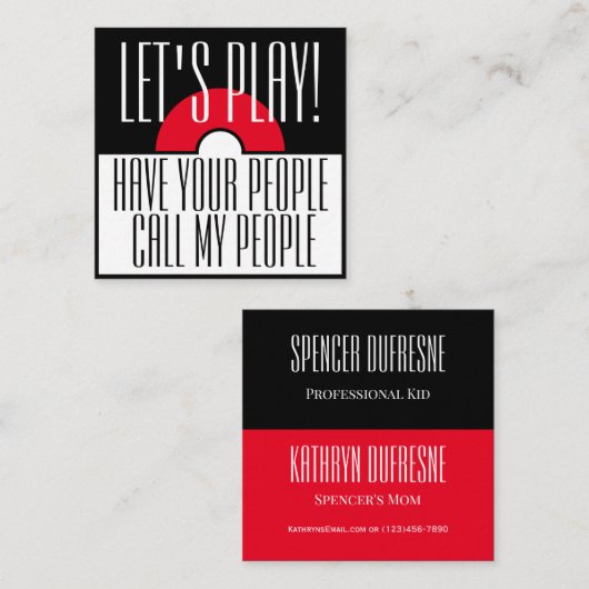 おもしろい子のプレイデート  スクエア名刺 (正面/裏面)