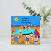おもしろい子供の誕生日パーティービーチパーティー 招待状 (スタンド正面)