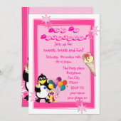 おもしろい子供の誕生日パーティー 招待状 (正面/裏面)