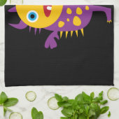 おもしろい子供へ黄色い紫色モンスターの創造物のギフト キッチンタオル (折り畳み)