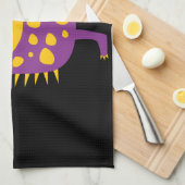 おもしろい子供へ黄色い紫色モンスターの創造物のギフト キッチンタオル (四つ折り)