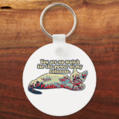 おもしろい子怒猫の飼い主と猫好きの猫ミーム キーホルダー (正面)