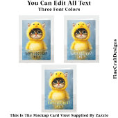 おもしろい子猫が黄色いあひるの着ぐるみを着て DL4R という名前らしい カード