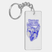 おもしろい子猫と猫好きの不機嫌な猫ミーム キーホルダー (正面左)