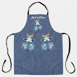 おもしろい子猫オールオーバープリントエプロン エプロン