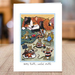 おもしろい子猫毛羽キャットグルーミングマウス折り畳み カード