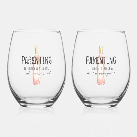 おもしろい子育てヴィレッジアンドヴィネヤード引用文 ステムなしワイングラス (正面)