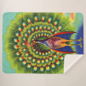 おもしろい孔雀プリント シェルパブランケット (正面(横))