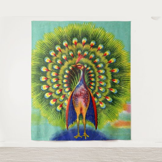 おもしろい孔雀プリント タペストリー (正面)