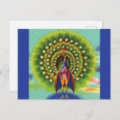 おもしろい孔雀プリント ポストカード (正面/裏面)