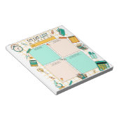 おもしろい学校の子供の緑のオレンジでリストする ノートパッド (アングル)