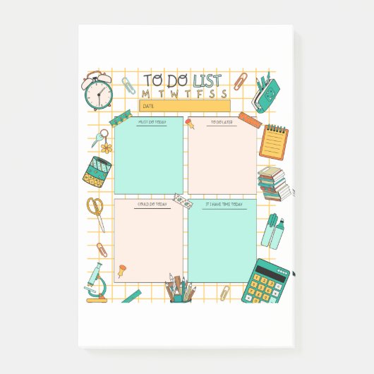 おもしろい学校の子供の緑のオレンジでリストする ポストイット (正面)