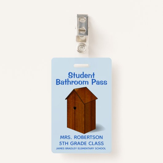 おもしろい学校の浴室のホールパスのバッジを収容して下さい バッジ (正面クリップ)