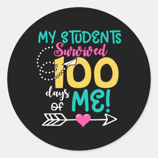 おもしろい学校100日私の学生100ダ生き延びー ラウンドシール (正面)