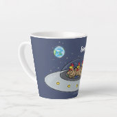 おもしろい宇宙イラストレーション カフェラテマグ (左アングル)