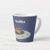 おもしろい宇宙イラストレーション カフェラテマグ (右アングル)