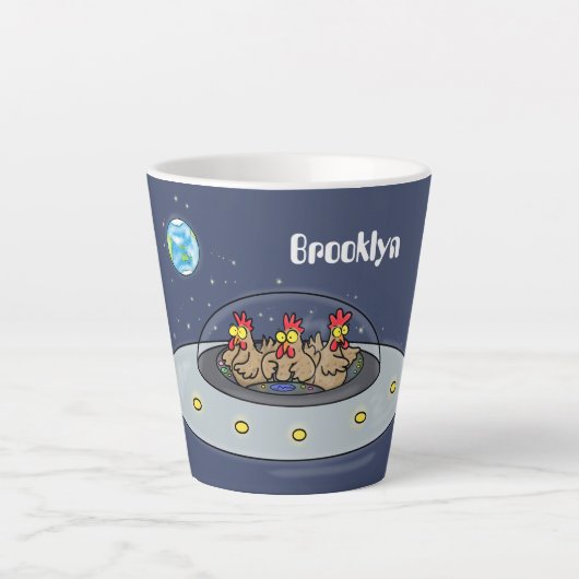 おもしろい宇宙イラストレーション カフェラテマグ (正面)
