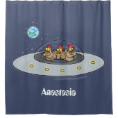 おもしろい宇宙イラストレーション シャワーカーテン (正面)