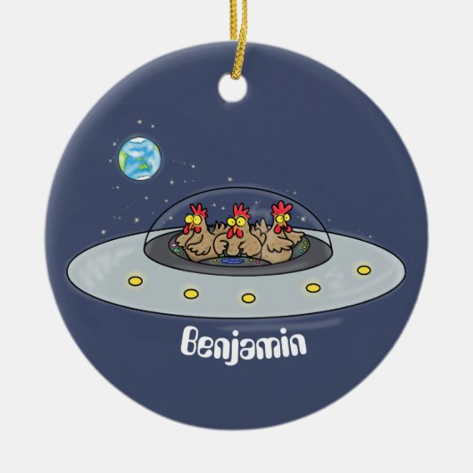 おもしろい宇宙イラストレーション セラミックオーナメント (正面)