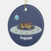 おもしろい宇宙イラストレーション セラミックオーナメント (左)