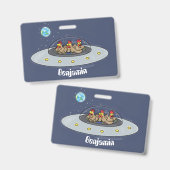 おもしろい宇宙イラストレーション バッジ (表裏)