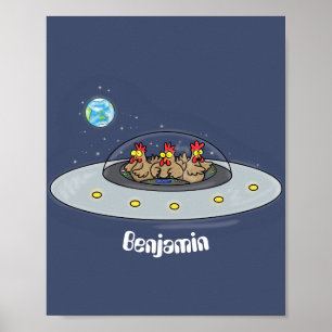 おもしろい宇宙イラストレーション ポスター