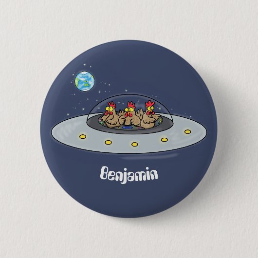 おもしろい宇宙イラストレーション 缶バッジ (正面)