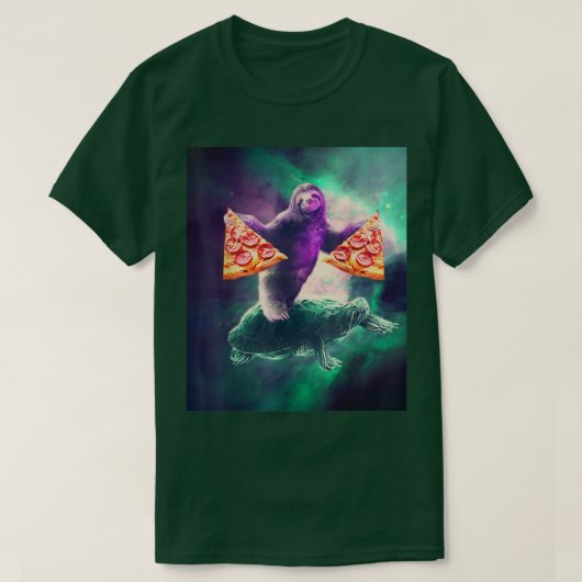 おもしろい宇宙スロッツピザライディングカメ68 254 Tシャツ (デザイン正面)