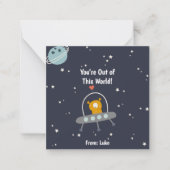 おもしろい宇宙バレンタイン教室カード ノートカード (正面)
