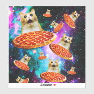 おもしろい宇宙ピザ猫 シール