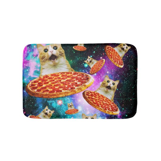 おもしろい宇宙ピザ猫 バスマット (正面)