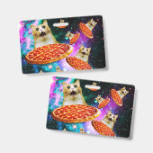 おもしろい宇宙ピザ猫 バッジ (表裏)