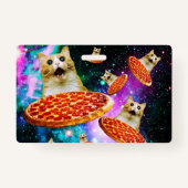 おもしろい宇宙ピザ猫 バッジ (裏面)