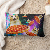 おもしろい宇宙ピザ猫 ランバークッション (ブランケット)