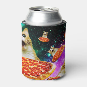 おもしろい宇宙ピザ猫 缶クーラー
