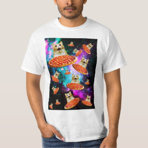 おもしろい宇宙ピザ猫 Tシャツ