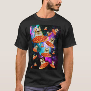 おもしろい宇宙ピザ猫 Tシャツ