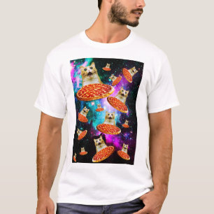 おもしろい宇宙ピザ猫 Tシャツ