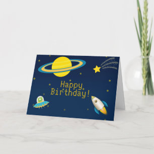 おもしろい宇宙ロケットグリーティングカード カード