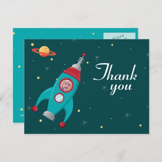 おもしろい宇宙ロケットバースデー感謝していタリーYou写真はがき ポストカード (正面/裏面)
